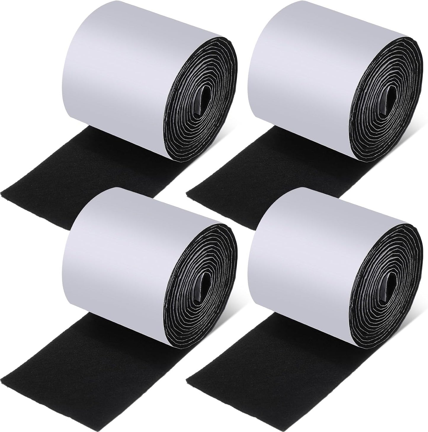 Zonon 4 Rolls 120 Inch Felt Strip with Adhesive Backing Felt Tapes Furniture Strip Rolls Self Stick Heavy Duty Polyester for Protecting Furniture and DIY Adhesive(Black,0.5 Inch)