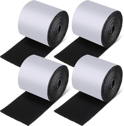 Zonon 4 Rolls 120 Inch Felt Strip with Adhesive Backing Felt Tapes Furniture Strip Rolls Self Stick Heavy Duty Polyester for Protecting Furniture and DIY Adhesive(Black,0.5 Inch)