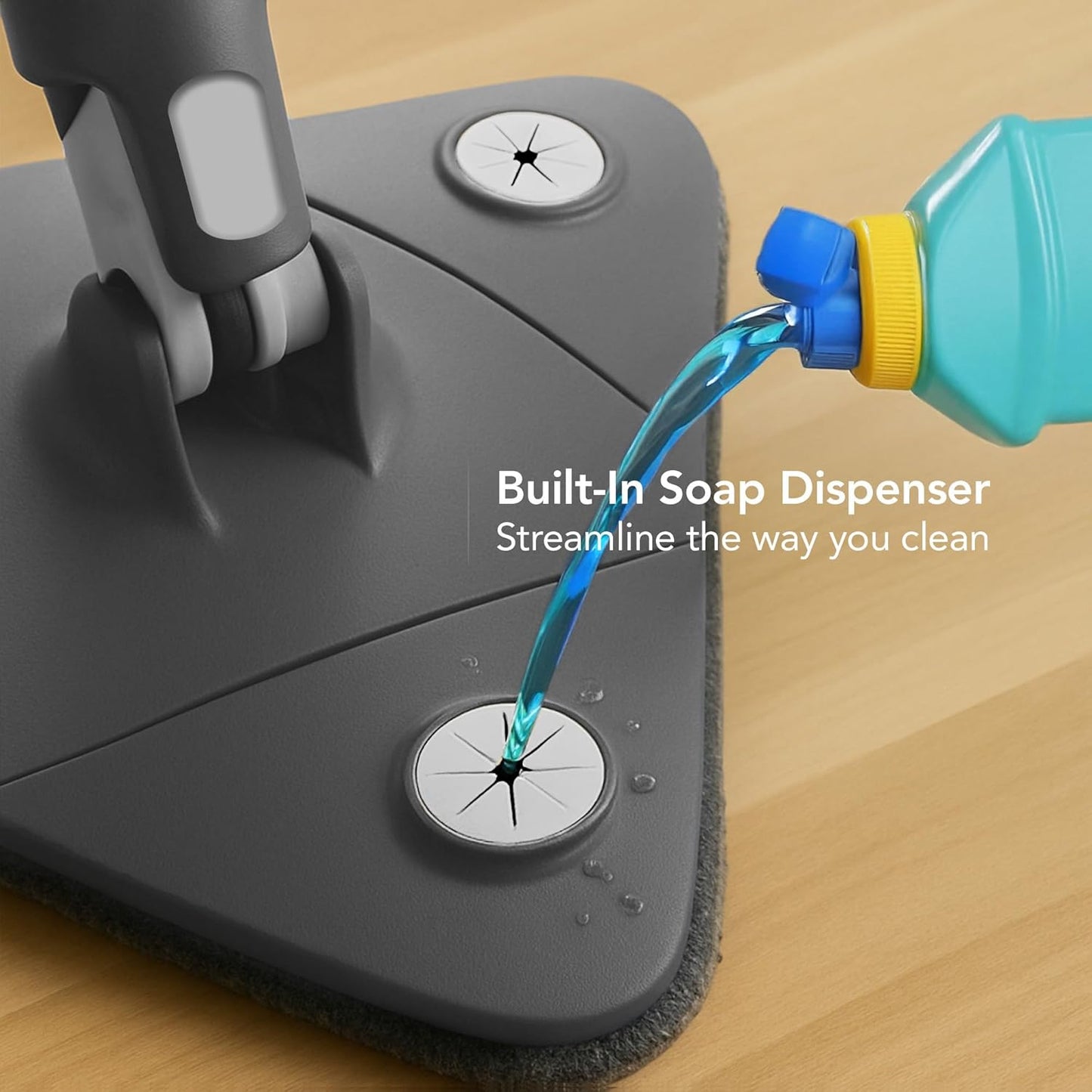 OVENTE Wall Cleaner Mop with 50" Adjustable Handle, Squeegee, Reusable and Easy to Clean Microfiber Pad, 360° Triangular Cleaning Tool Duster for Painted Walls/Baseboard/Window/Floor, Grey CTM311GY