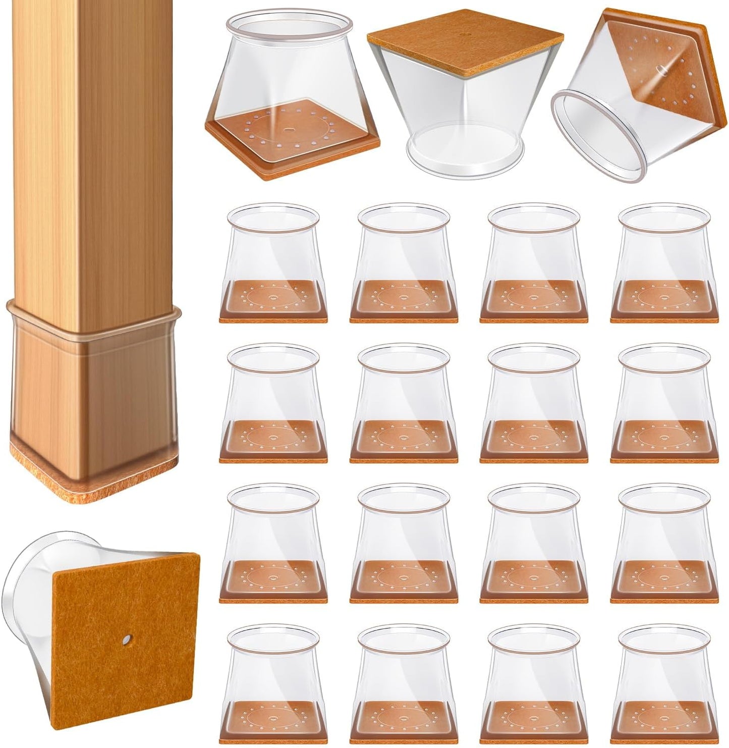 VIUME 24 Pcs Chair Leg Floor Protectors for Hardwood Floors Silicone Covers Felt Pads Furniture Leg Caps Anti-Scratch Reduce Noise Fit (1-5/16" to 2")