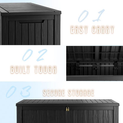 Outdoor Storage Box 325GAL Waterproof Resin Deck Box,Pool Accessories Supplies，UV-Resistant Lockable Package Delivery Bin for Garden Tools,Large Patio Outside Cushions,Chest,Furniture,Black