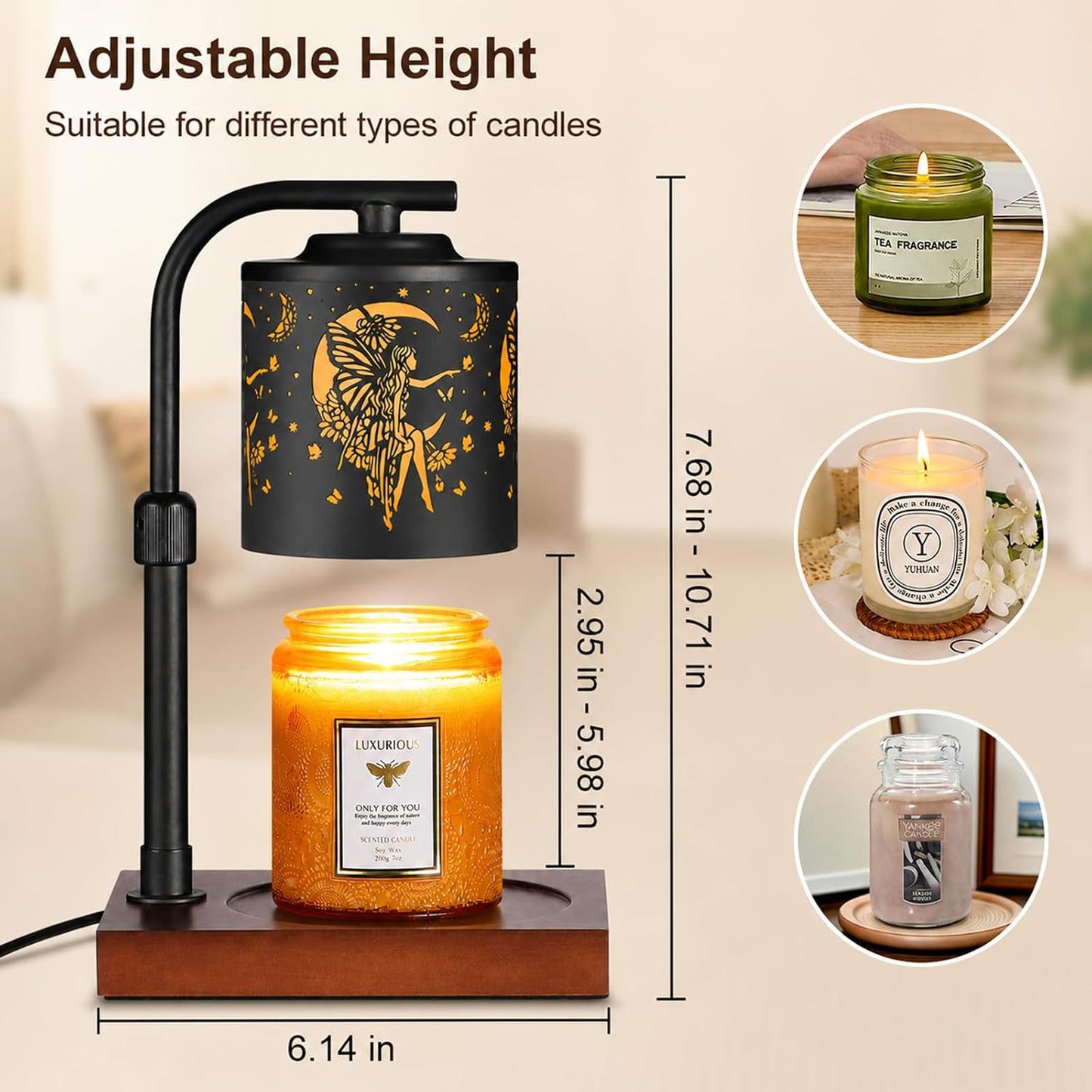 mocosa Candle Warmer Lamp with Adjustable Height Dimmable for New Home Decor Electric Candle Warmer for Jar Candles Birthday Gifts for Women Mom(Hummingbird)