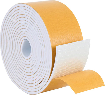 High Density Foam Weather Stripping Door Seal Strip Insulation Tape Roll for Insulating Door Frame, Window, Air Conditioner | Self Adhesive Sealing Weatherstrip (4 in x 1/4 in x 10 Ft, Black)
