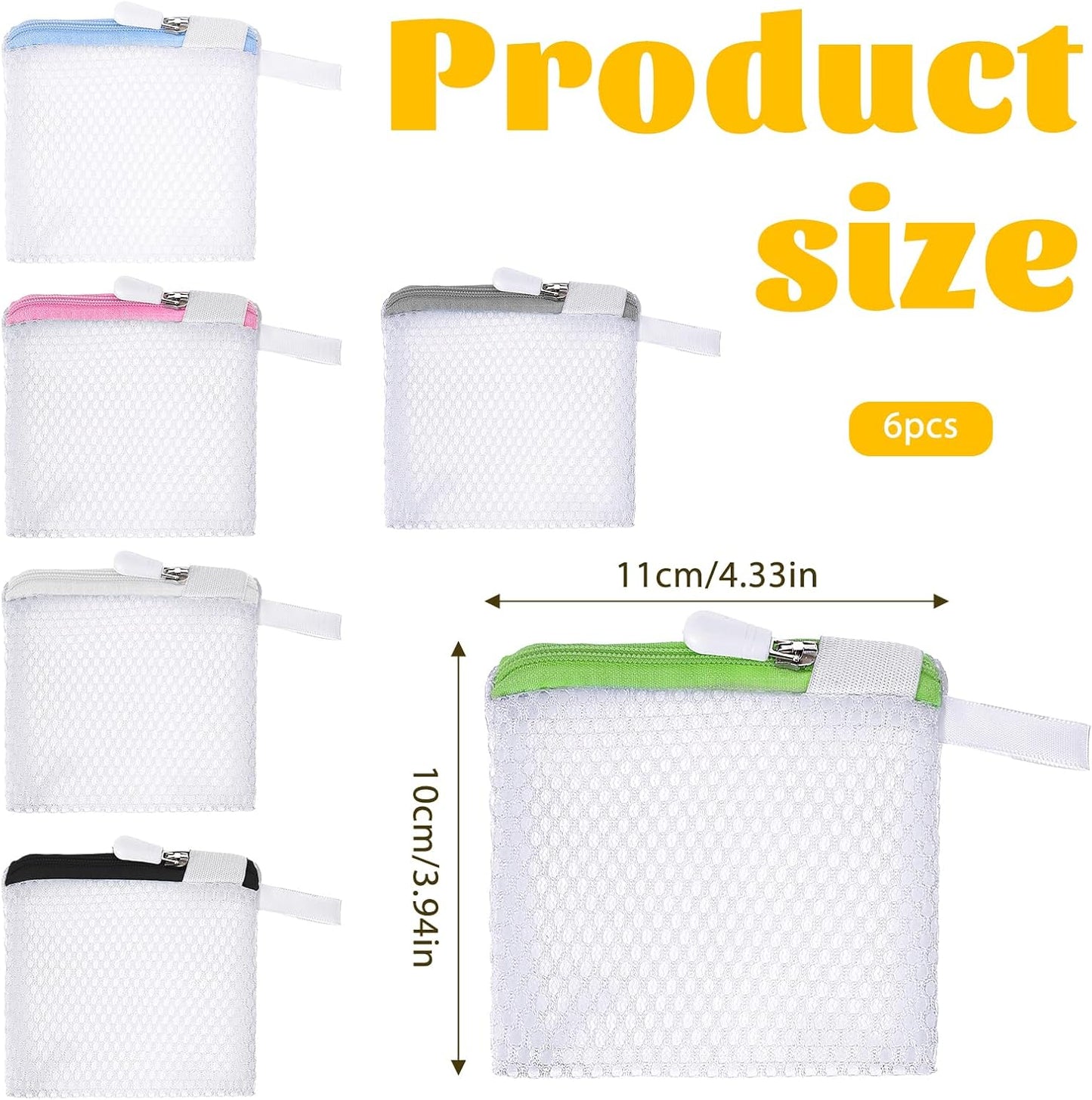 6 Pcs Small Mesh Laundry Bag Lingerie Bags for Washing Delicates for Delicates Washing Machine Underwear Washings Bag Small Foldable Wash Bags for Home Travel White 3.9 x 4.3 Inch