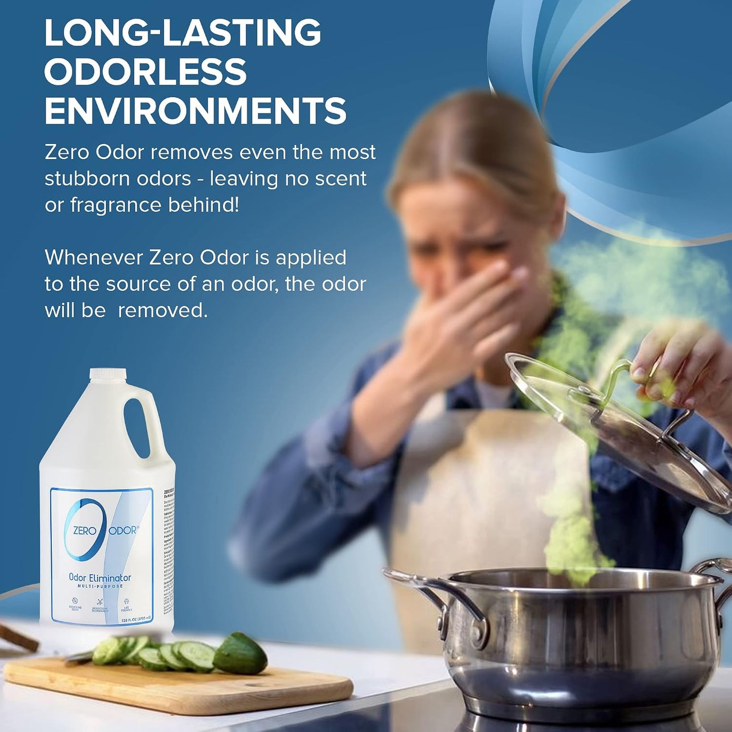 Zero Odor – Multi-Purpose Odor Eliminator - Air & Surface Odor – Patented Technology for Bathroom, Kitchen, Fabric, Closet- Smell Great Again, 16oz