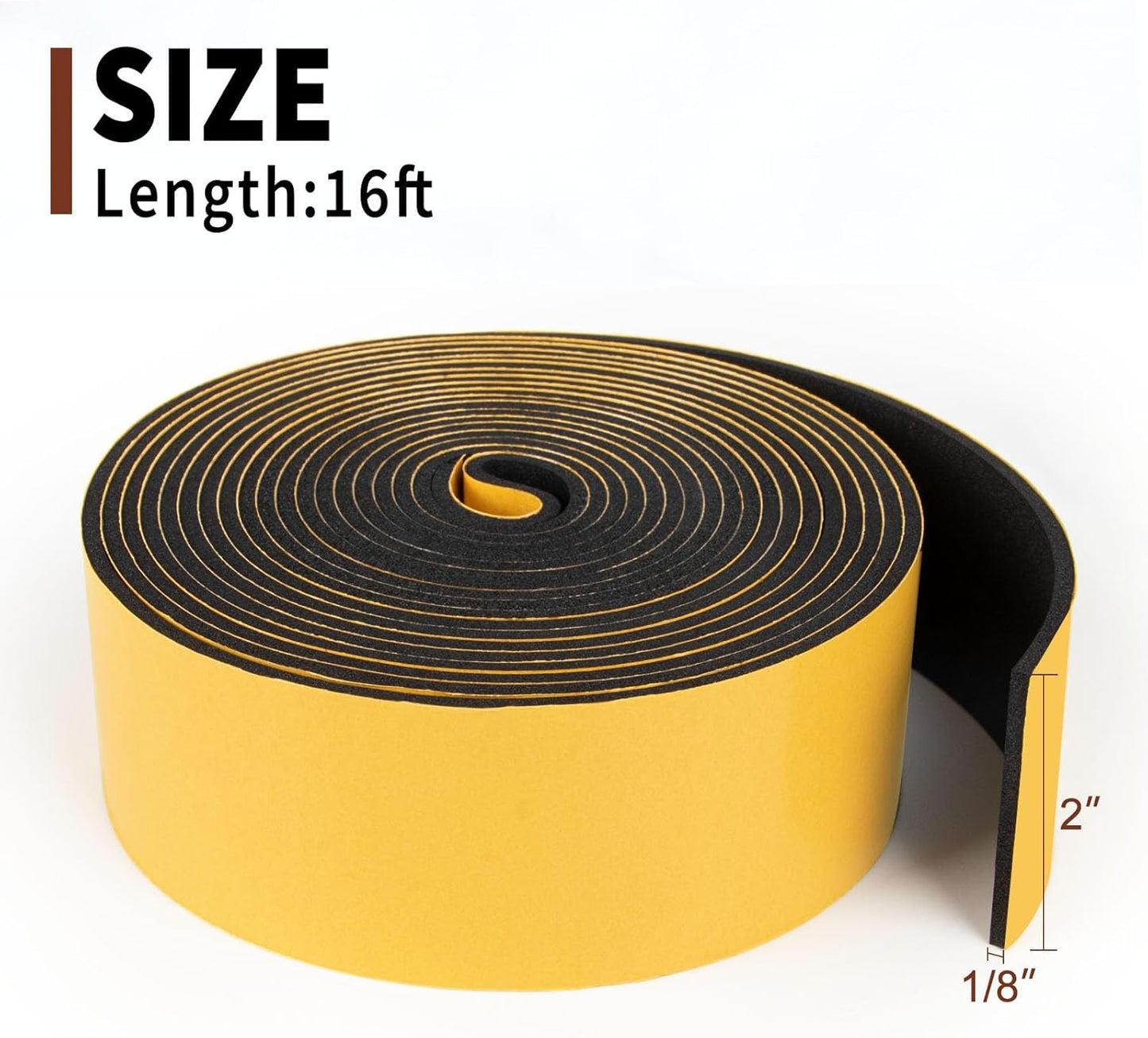 Yotache Self Adhesive Foam Gasket Tape 1/2" W X 1/2" T (New Adhesive Craft) for Doors Soundproofing Weather Seal Strip Insulation, 13 Ft Length
