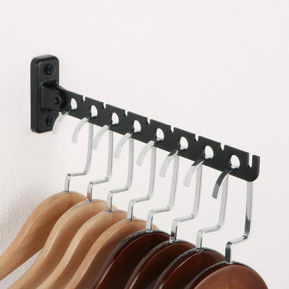 Alise Clothes Drying Racks Wall Mounted Coat Hangers,Black,2 Pcs | Foldable Hangers Clothes Hook Closet Storage Organizer,Swivel Space Saving Clothes Hanger Rack for Bedroom Bathroom Laundry