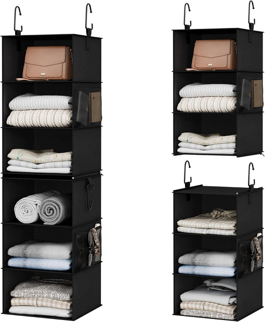 StorageWorks 6-Shelf Closet Organizers, Two 3-Shelf Separable Hanging Shelves for Closet, 12 1⁄2" D x 12 1⁄2" W x 47 ¼" H, Mixing of Beige, White & Ivory