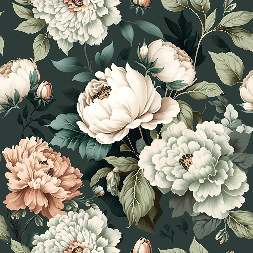 18"x236" Boho Cream/Brown Daisy Flower Peel and Stick Self Adhesive Wallpaper Removable Contact Paper Stick on Easy Peel Off Wall Paper for Kitchen Bedroom Bathroom Renter