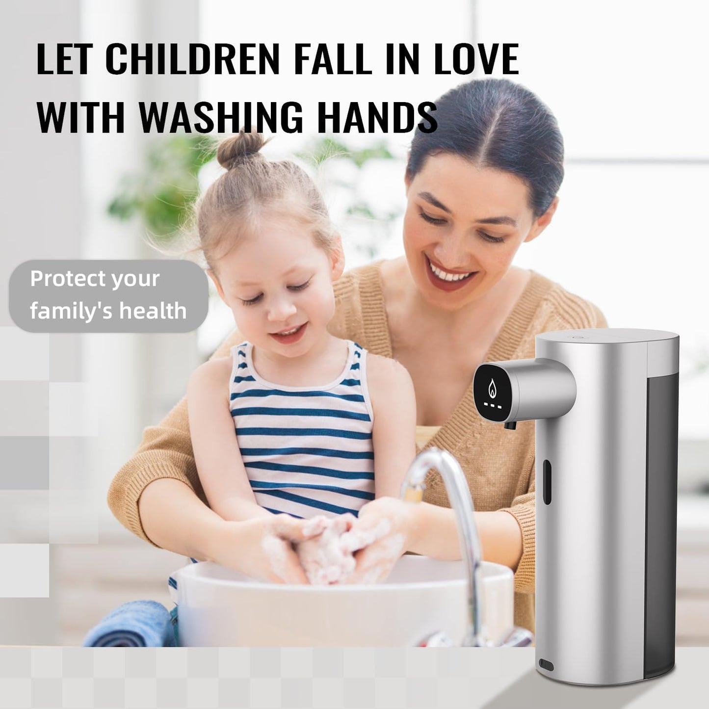 Automatic Liquid Soap Dispenser Touchless, USB Rechargeable Smart Hand Soap Dispenser, 13.5oz/400ml, 3-Level Adjustable, Compatible with Thick Thin Dish Soap for Bathroom Kitchen, Clog-Free (Silver)