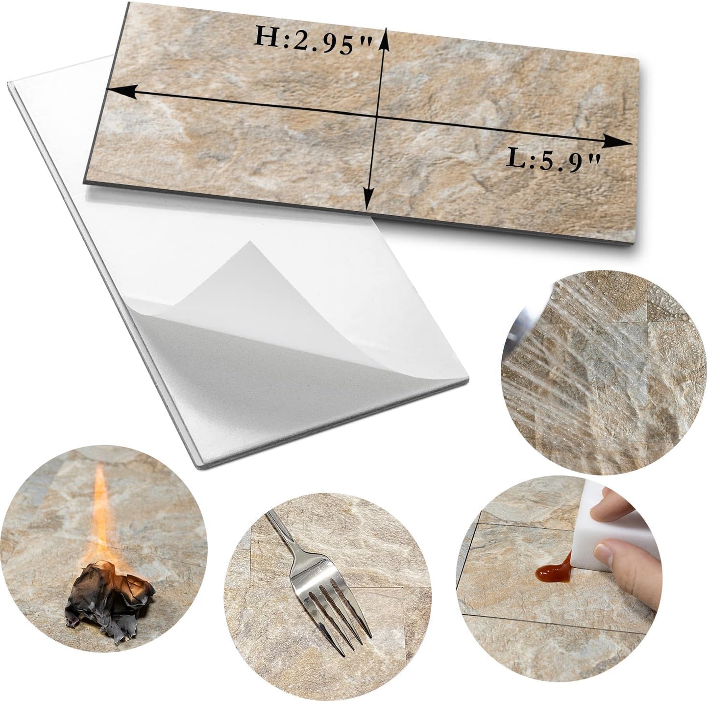 AULIGET 100 Piece Rust Slate Peel and Stick Backsplash Wall Tiles, 3" x 6" PVC Faux Stone Stick on Tiles for Backsplash Kitchen, Bathroom, Laundry Room, Camper, Fireplace