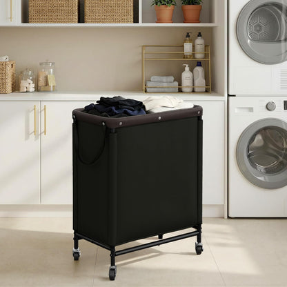 StorageWorks 3 Section Laundry Hamper, Rolling Laundry Cart with Wheels and Handles, Laundry Room Double Sorter for Organizer and Storage, 31.7 Gal(120L), Beige