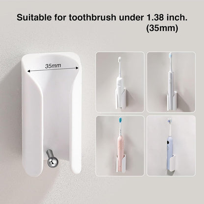 Electric Toothbrush Holder for Bathroom, Wall-Mounted Toothbrush Stand with Self-Adhesive, Compact Bathroom Caddy for Electric Toothbrushes (Clear-2pcs)
