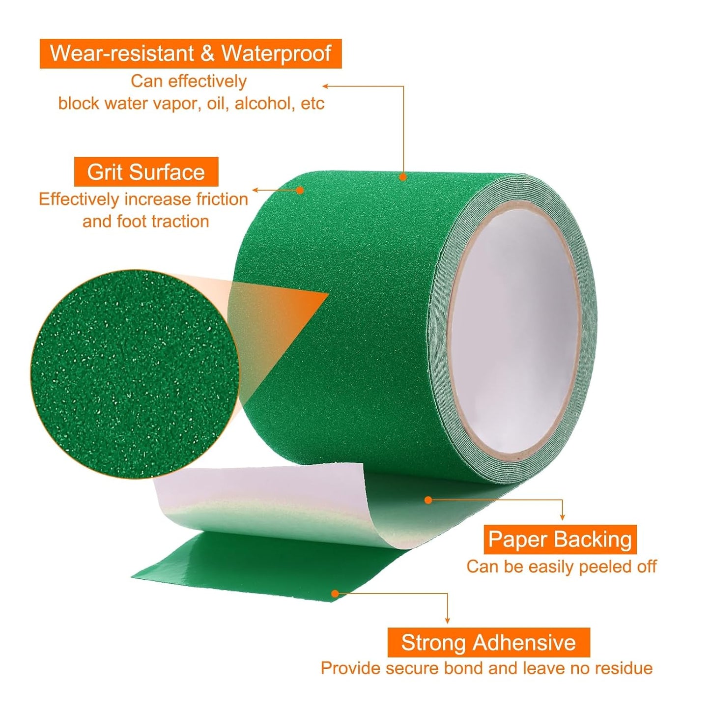 HARFINGTON Anti Slip Traction Tape 2" x 16.4ft Waterproof Non-Slip Grip Tape High Friction Weather Resistant Non Skid Stair Treads Tape for Indoor Outdoor Stair Steps, White