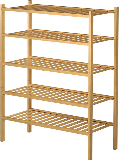 ROMGUAR CRAFT 3 Tier Bamboo Shoe Rack for Closet Free Standing Wood Shoe Shelf Storage Organizer for Entryway Small Space Stackable 27"x11"x20" (Natural)
