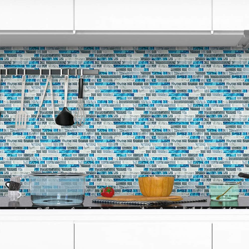 STICKGOO Thicker Design Peel and Stick, Self Adhesive Stick On Tile Backsplash for Kitchen and Bathroom, Beige & White, 12”×12”, 10 Sheets
