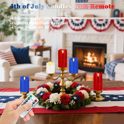 Flameless Candles Lights, Set of 3 Flickering LED Candles with Remote & Timer, Dimmable Electric Pillar Candles Battery Operated, Green Candles for Home St. Patrick’s Day Christmas Decor (Green)