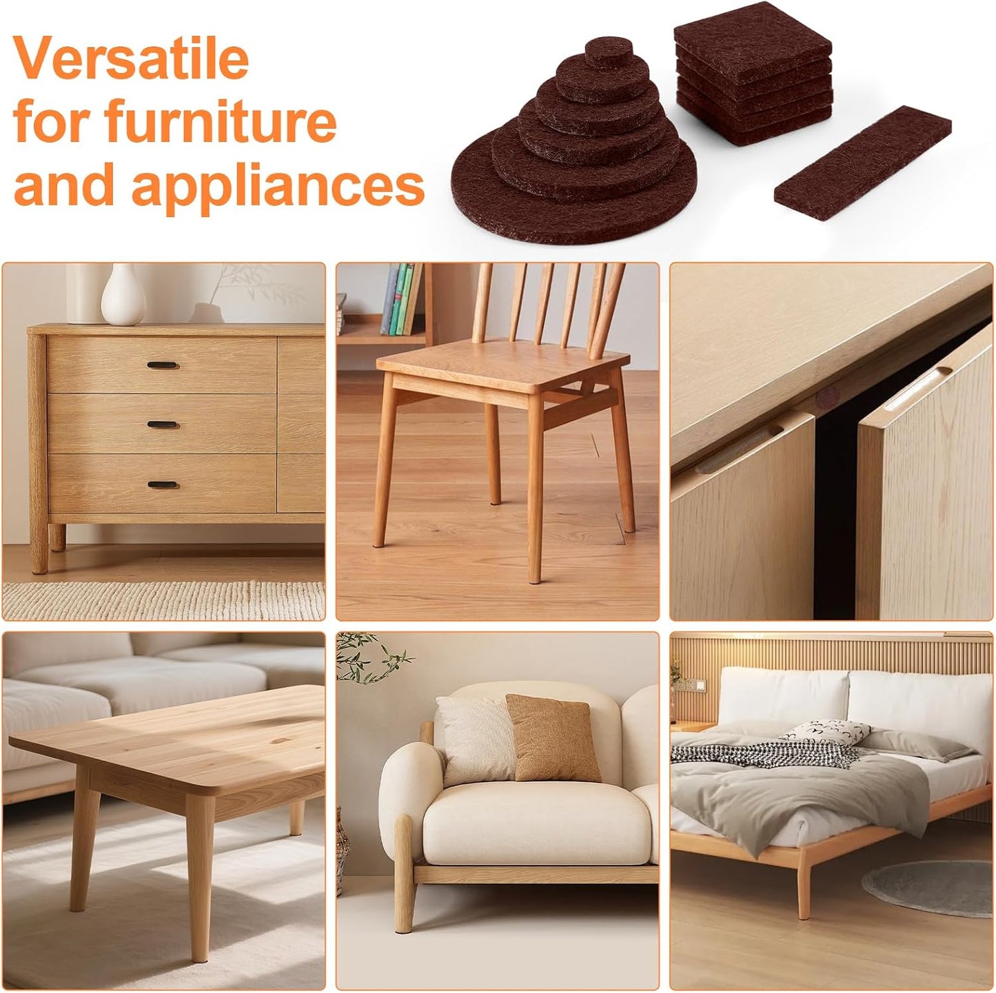 Felt Furniture Pads 300 Pieces, Furniture Pads for Hardwood Floors, Felt Pads for Chair Legs Furniture, Floor Protectors for Furniture Black
