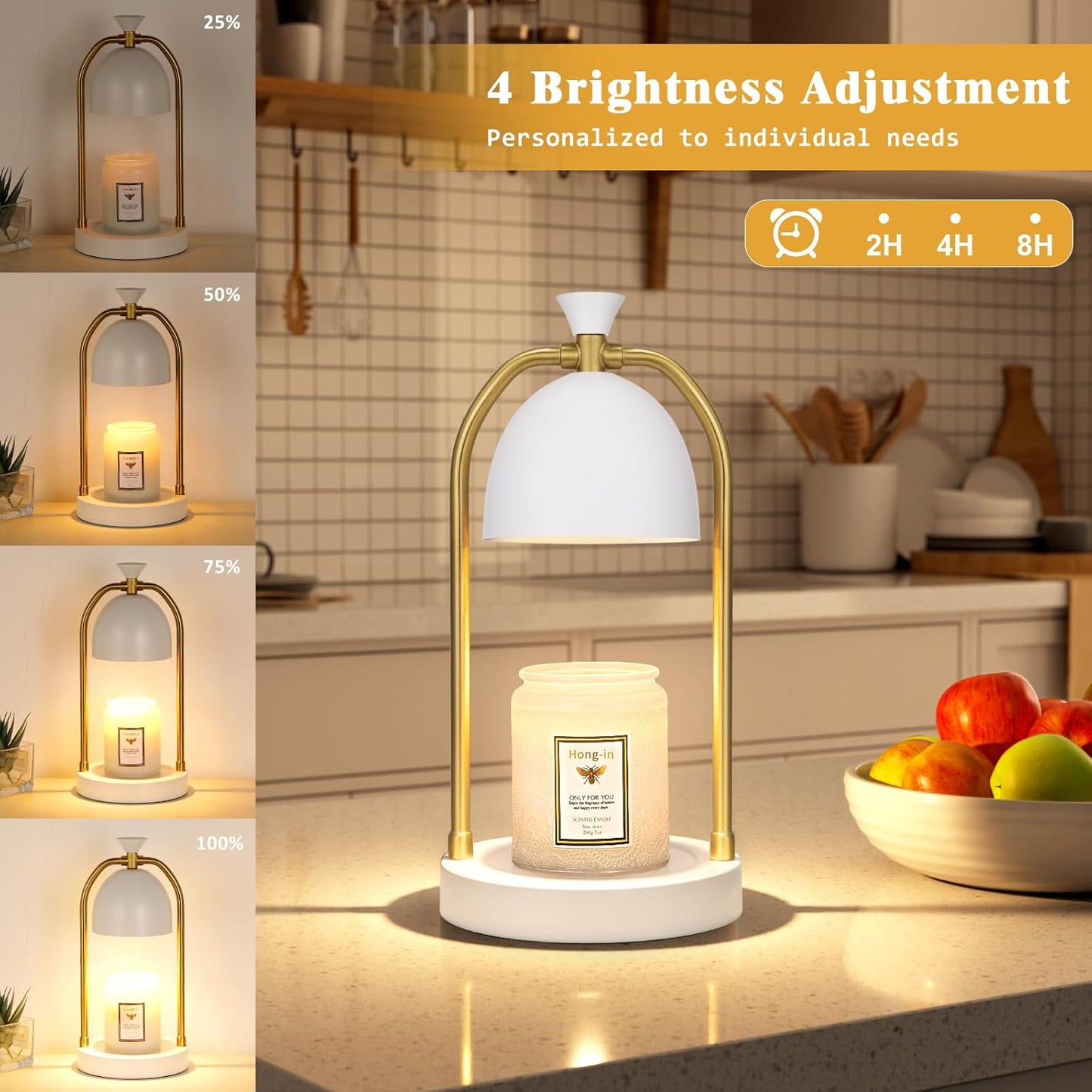 Hong-in Candle Warmer Lamp - with Timer & Dimmer, Modern Home Decor House Warming Gifts Wax Melt Warmer for Jar Candles, Cozy Birthday Gift for Women Mom (Black)