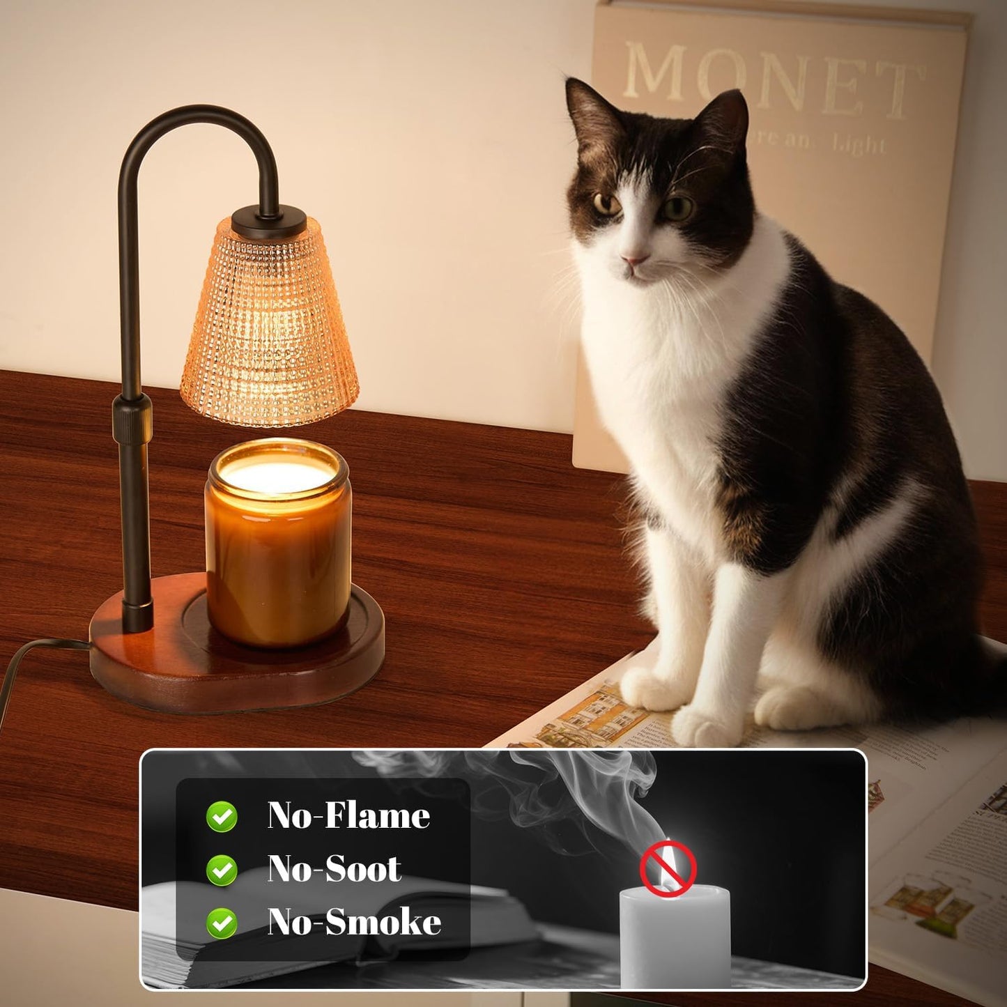 Candle Warmer Lamp,with Timer & Dimmer(3Bulbs),Candle Lamp Warmer Height Adjustable,Gifts for New Home,House Warming Gift,Birthday Gifts for Women/Daughter/Mom/Friend-Black