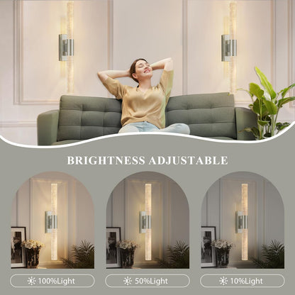 camuucci Battery Operated Wall Sconces Set of 2 Rechargeable Battery Powered Wall Light with 12000mAh Not Hardwired Dimmable Wall Lamp Fixtures for Bedroom Living Room Gold 15.3 Inches