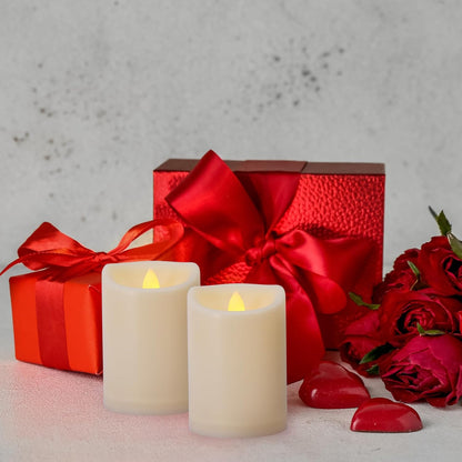 Flameless Flickering Candles with Remote and Timers, 1000 Hours Waterproof Outdoor Indoor Battery Operated LED Pillar Candles, Ivory Plastic, Set of 3(D 3" x H 4" 5" 6")