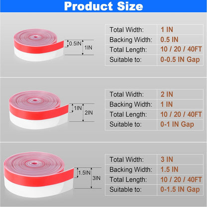 ToLanbbt Weather Stripping Silicone Door Seal Strip 2 in x 20 ft Door Draft Stopper Self Adhesive Door Draft Tape, Side & Bottom Gaps Insulation Strip for Glass Shower Door Sliding Door Window, Black