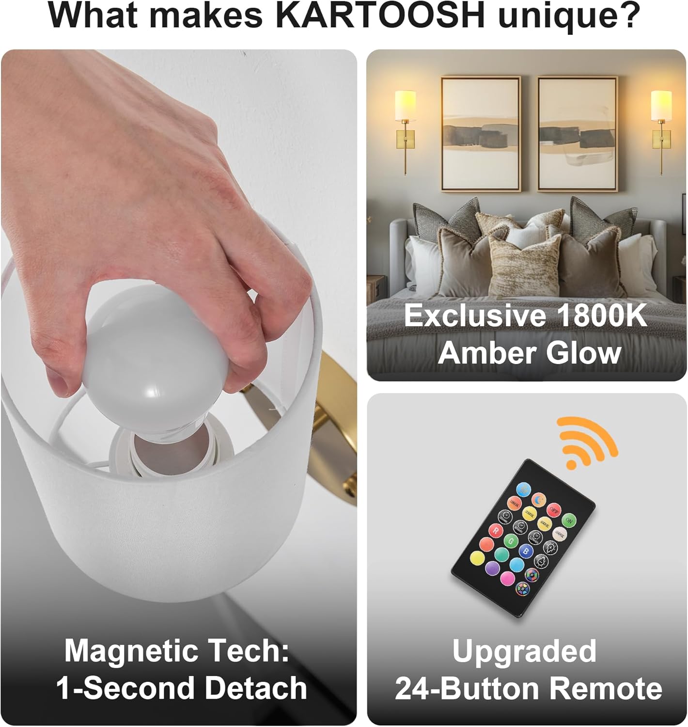 Battery Operated Wall Sconces Set of Two,Wireless Rechargeable Wall Light With Remote Control, Dimmable, Amber Light/Warm White/Natural White/Daylight/RGB, Timer,for Living Room,Bedroom,Entryway,Gold