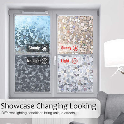 rabbitgoo Window Privacy Film, Frosted Glass Window Clings, Static Cling UV Heat Blocking Door Stickers for Home Bathroom, Removable Indoor Decal Coverings Day and Night, Pure, 17.5 x 78.7 Inches
