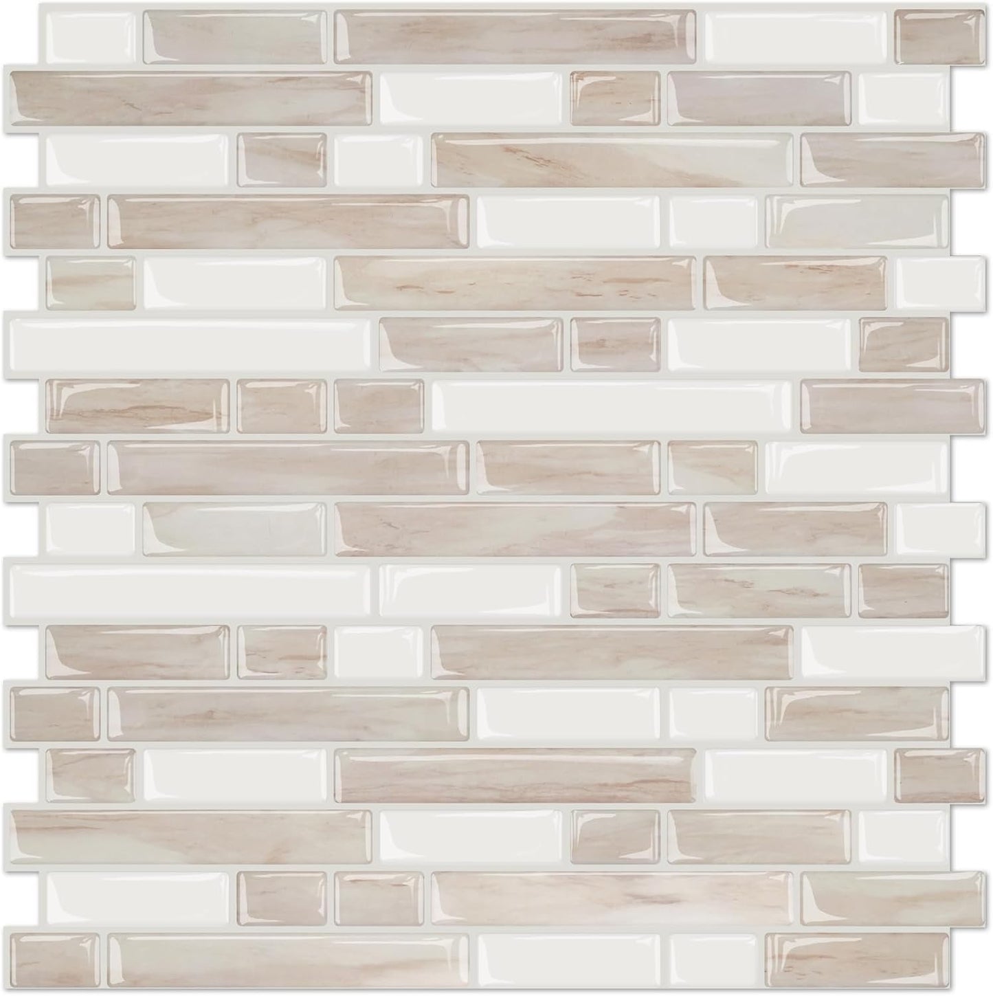 STICKGOO Peel and Stick Backsplash - 10 Sheets of 12”×12” - 3D Self Adhesive Peel and Stick Tile Backsplash for Kitchen & Bathroom