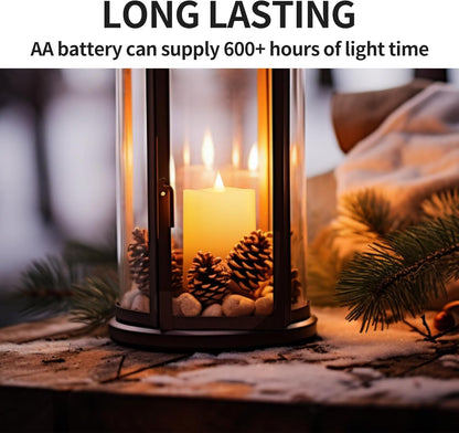 3x3 Flickering Flameless Candles Set of 2, 2AA Battery Life 600 Hours Battery Candles Flickering with Timer,3 inch Flameless Candles with Remote for Indoor/Outdoor, Ivory