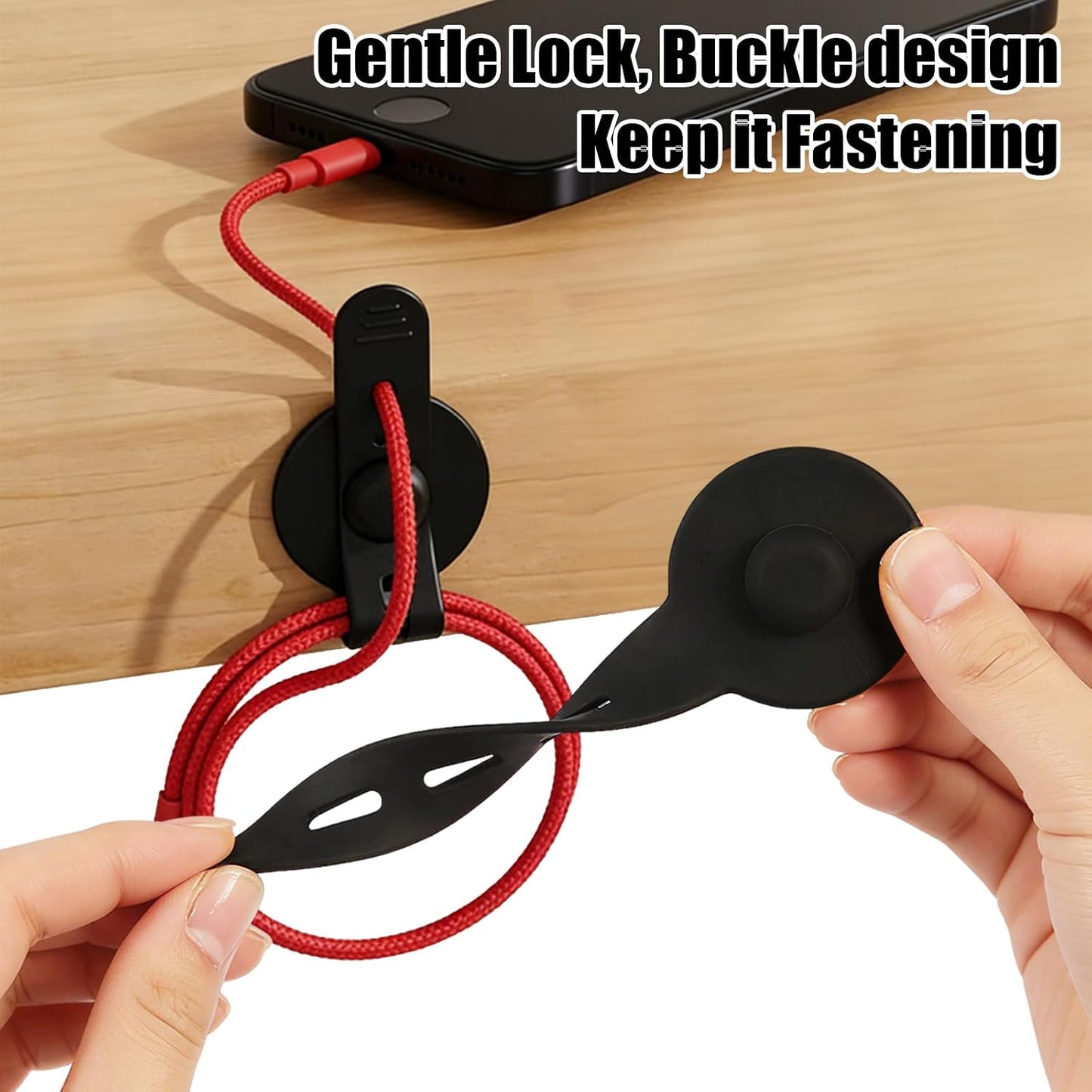 12Pcs Silicone Cable Straps, Self Adhesive Cable Management Under Desk, Reusable Cable Clip, Wire Organizers for Cords, Cord Holder for Home, Kitchen, Office, Bedroom, Car (Black)