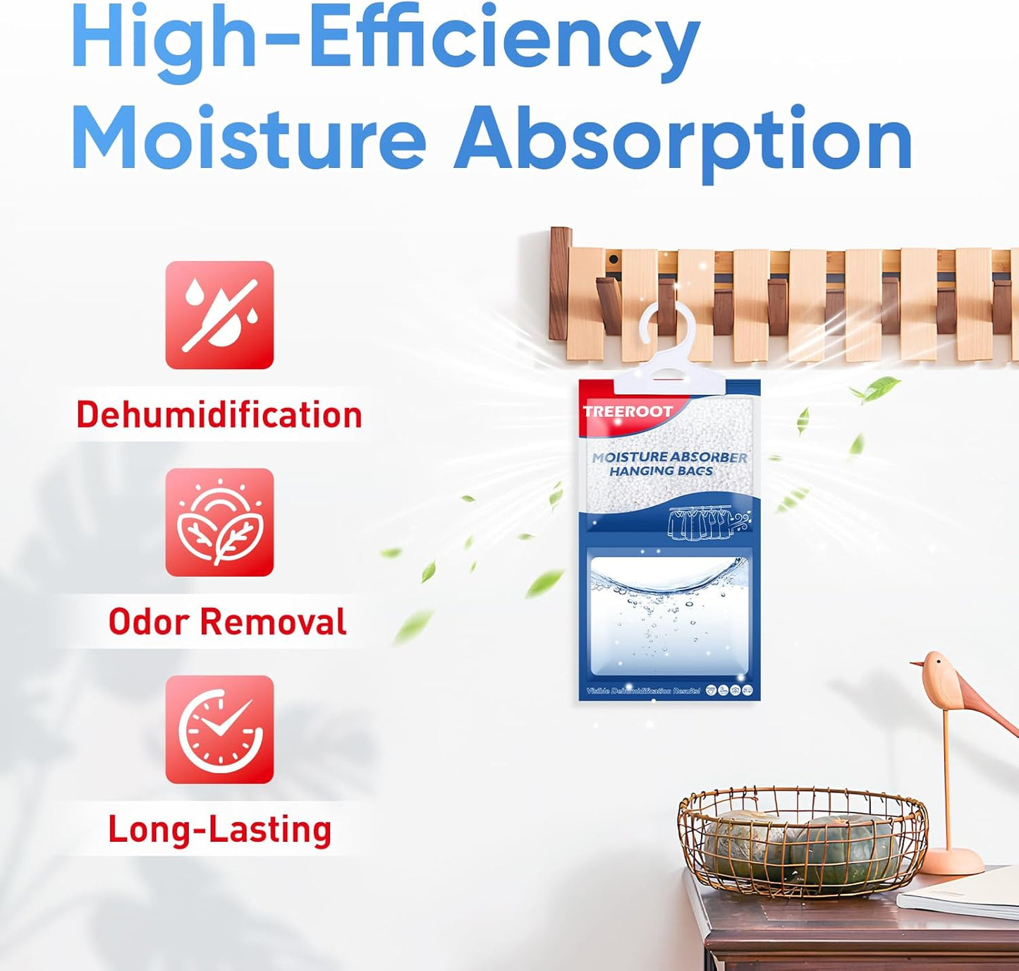 24 Pack Moisture Absorbers for Closet, 6.4OZ Hanging Closet Dehumidifier Bags, Hanging Humidity Absorber in Wardrobes, Kitchens and Bathrooms