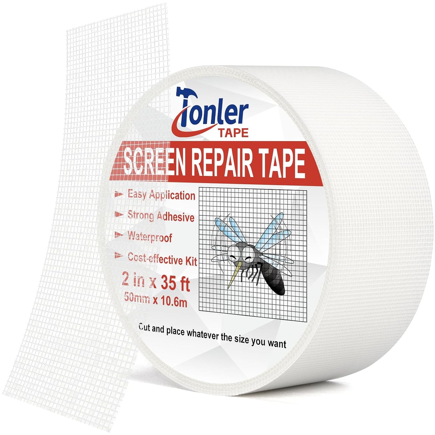Gray Window Screen Repair Tape 2 in X 35 FT Fiberglass Screen Patch Strong Adhesive Mesh Tape for Window & Door Screen Holes & Tears Repair Kit