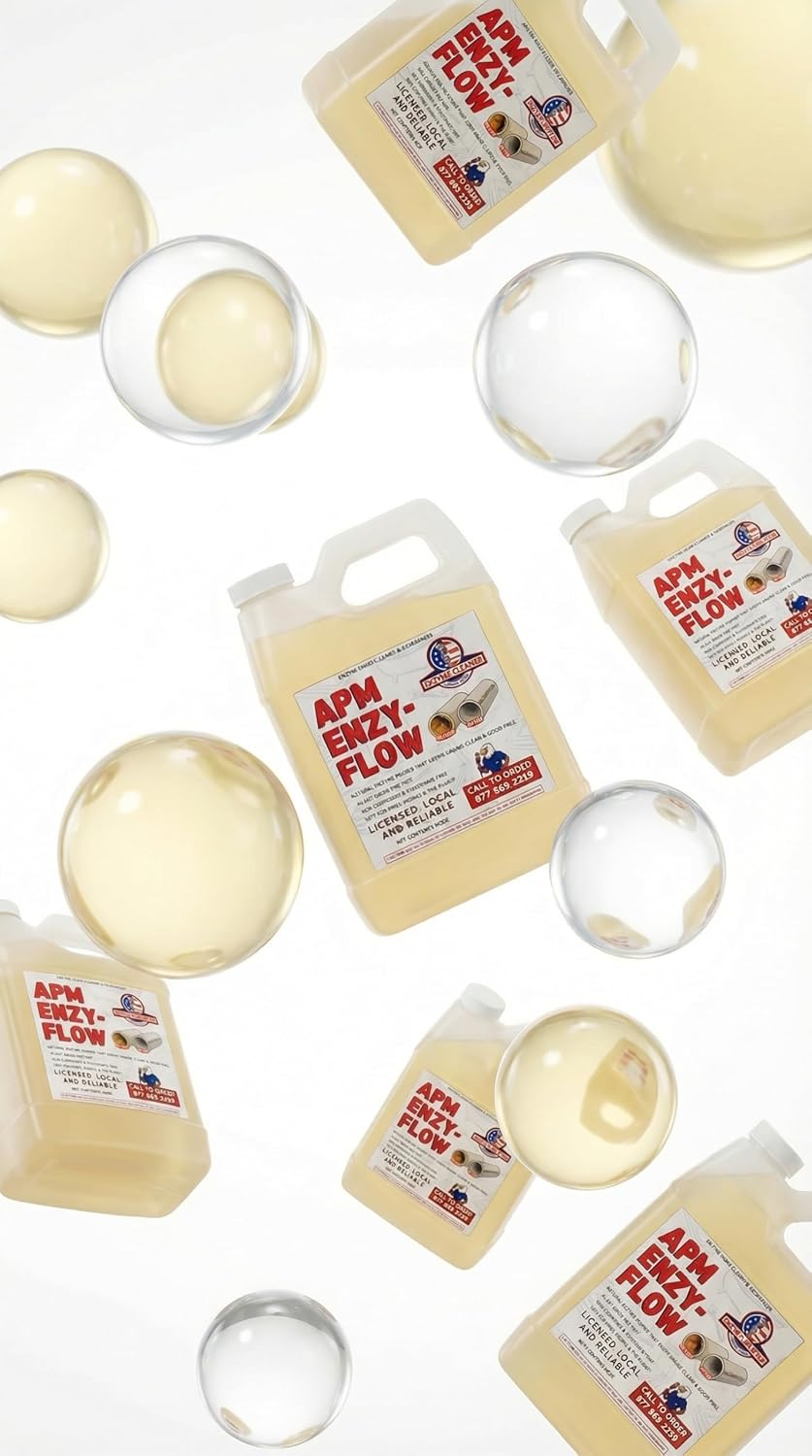 APM ENZY-FLOW Professional-Grade Drain Maintenance Enzyme Formula | Helps Break Down Grease, Soap Scum & Food Residue | Pipe-Safe Odor Control for Drains, Sewer & Septic Systems