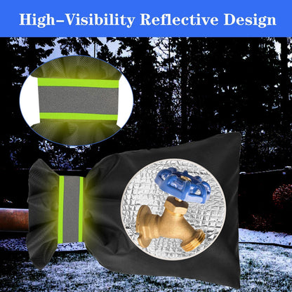 Outdoor Faucet Covers for Winter Freeze Protection, 7”W x 9.8”H Reusable Thicker Hose Bib Insulation Cover Waterproof & Frost Free Outside Spigot Cover Winter Insulated Covers with Reflective Strips