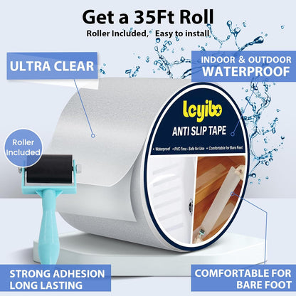 Anti Slip Tape, 4 Inch x 42 Ft Grip Tape for Stairs Outdoor/Indoor, Waterproof Non Skid Roll for Stair Treads Non Slip, High Traction Friction Abrasive Adhesive Stair Steps - Black