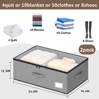 EE-RoomWorld Under Bed Storage with Wheels, No Assemble Required 5.5 inches height grey under bed storage bins,Low Profile Rolling Underbed Shoe Storage containers，dorm underbed storage drawers