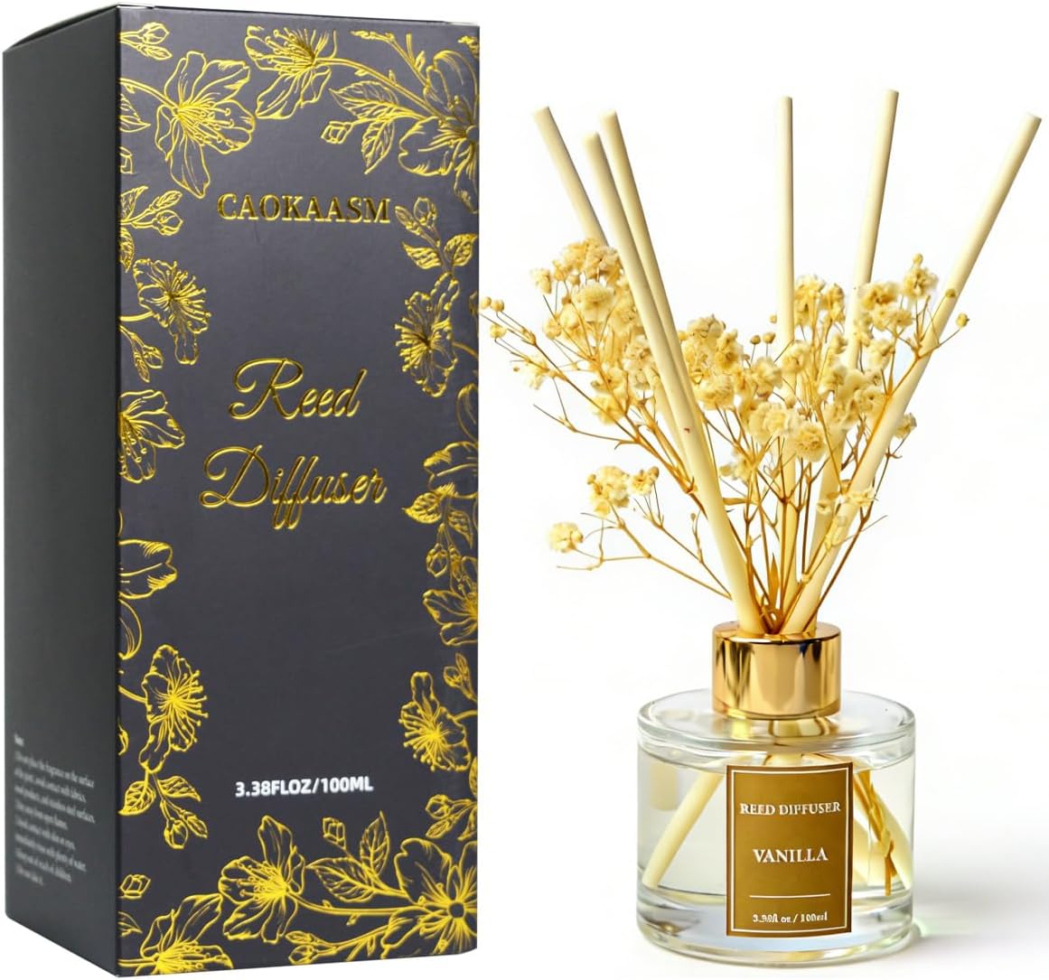 Reed Diffuser Set-Lemon Verbena Scent Fragrance Oil Diffuser with 6 Reed Sticks | Home & Bedroom Bathroom Decor,3.38 fl oz (100ml)