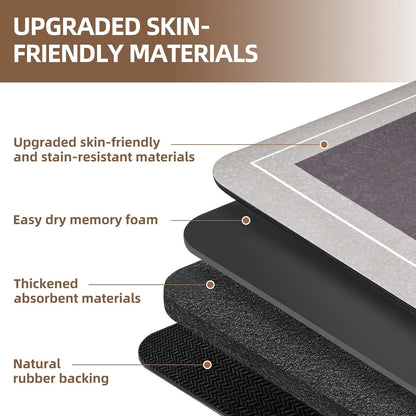 Diatomaceous Earth Bath Mat Super Absorbent Quick Dry Bath Mat, Bathroom Rugs Non Slip Washable, Thin Dark Gray Bathroom Floor Mats-Shower Rug for in Front of Bathtub Shower, Easy Care, 15.7"x23.6"