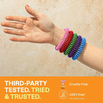 Cliganic 10 Pack Mosquito Repellent Bracelets for Adults & Kids - Natural DEET-Free Bands, Individually Wrapped