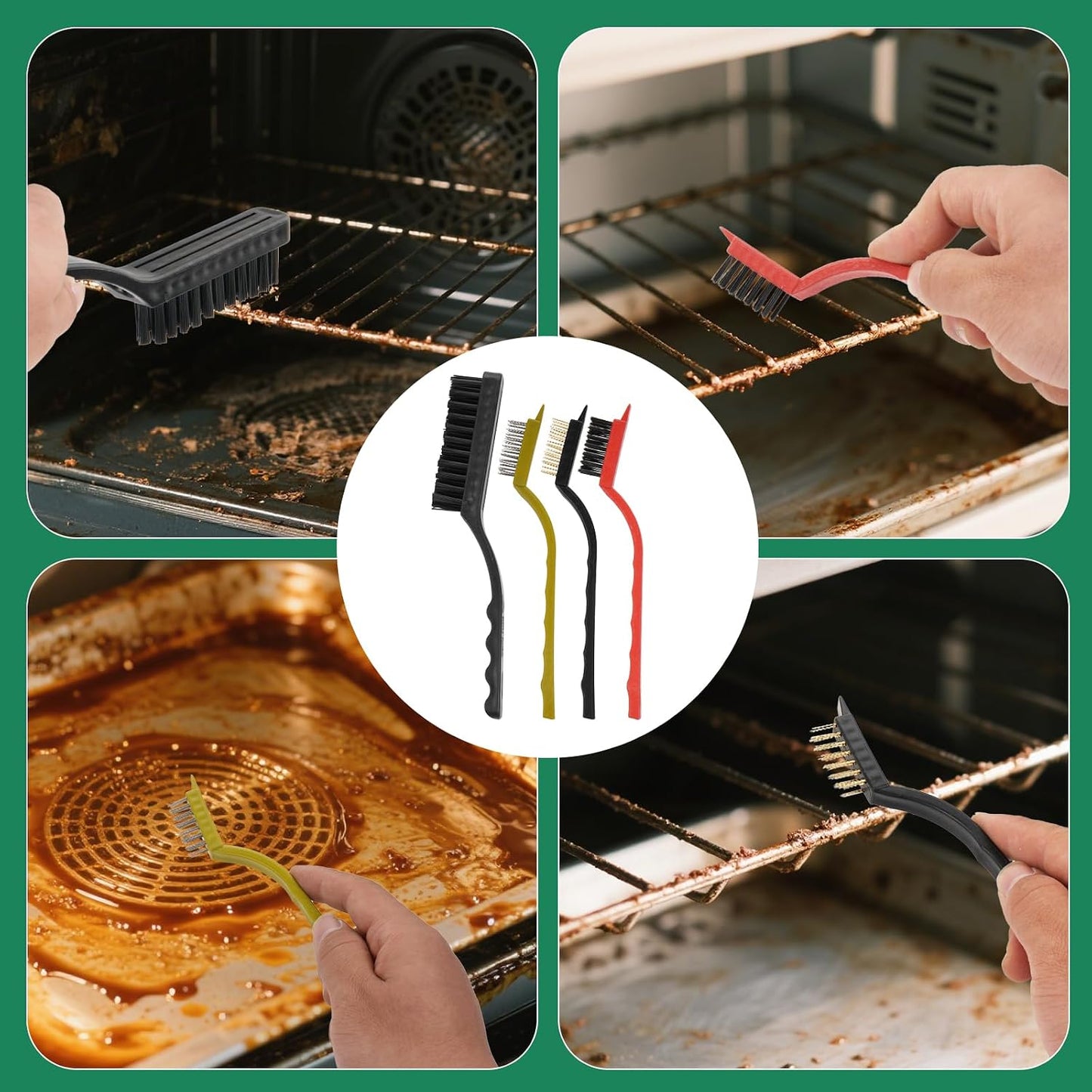 Heavy Duty Oven Cleaner Brush Kits, 12 Pcs Oven Cleaning Tools Accessories, Include Razor Blade Scraper, Crevice Cleaning Brush, Steel Wool Scrubber, Scrub Sponges,Cleaning Rags