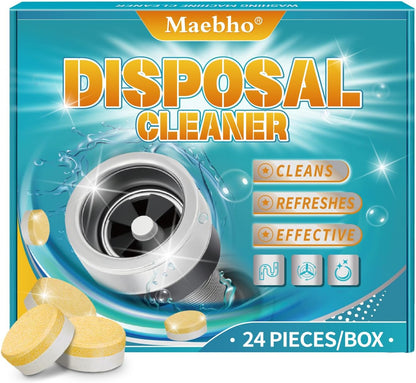 Garbage Disposal Cleaner and Deodorizer Tablets 24-Pack,Septic Safe Sink and Drain Foaming Clean Tablets,Quickly Eliminates Odors,Powerful Foaming Action,Lemon Scent – 1-Year Supply