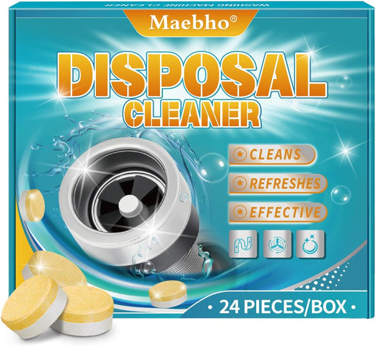 Garbage Disposal Cleaner and Deodorizer Tablets 24-Pack,Septic Safe Sink and Drain Foaming Clean Tablets,Quickly Eliminates Odors,Powerful Foaming Action,Lemon Scent – 1-Year Supply