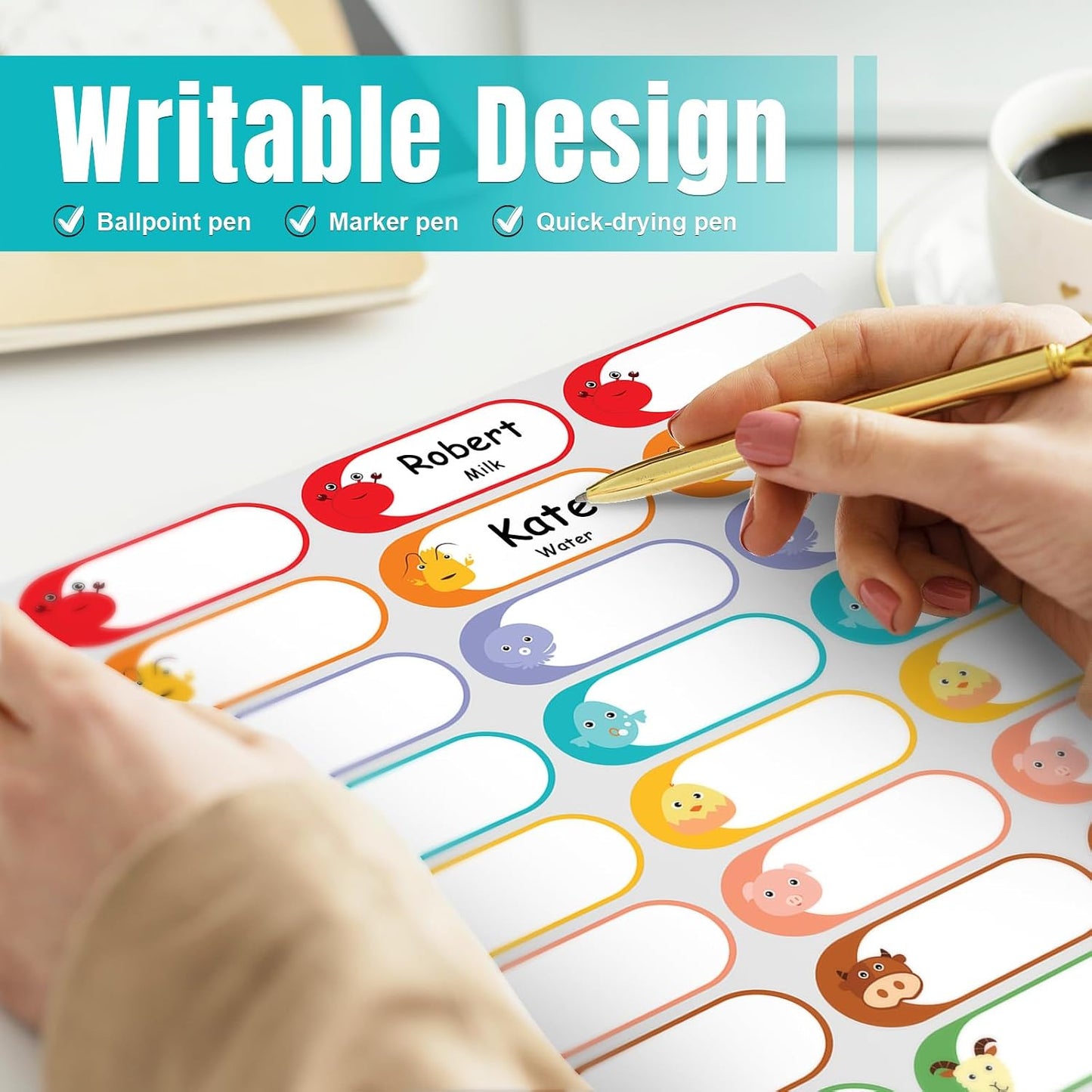 Kingtac 600 Writable Home Moving Stichers - 2' x 3', 20 Color-Coded Home Moving Packing Labels with Fragile, Extra, Heavy Options.Stick to Cardboard Boxes and Plastic Bins, No Extra Tape Needed