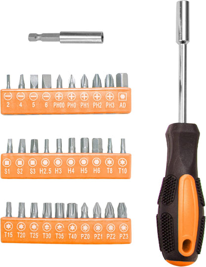 CARTMAN 39-Piece Household Tool Set, Orange Hand Kit With Storage Case | Complete assortment for home repairs, DIY projects, furniture setup, crafting, and daily household fixes in toolbox.