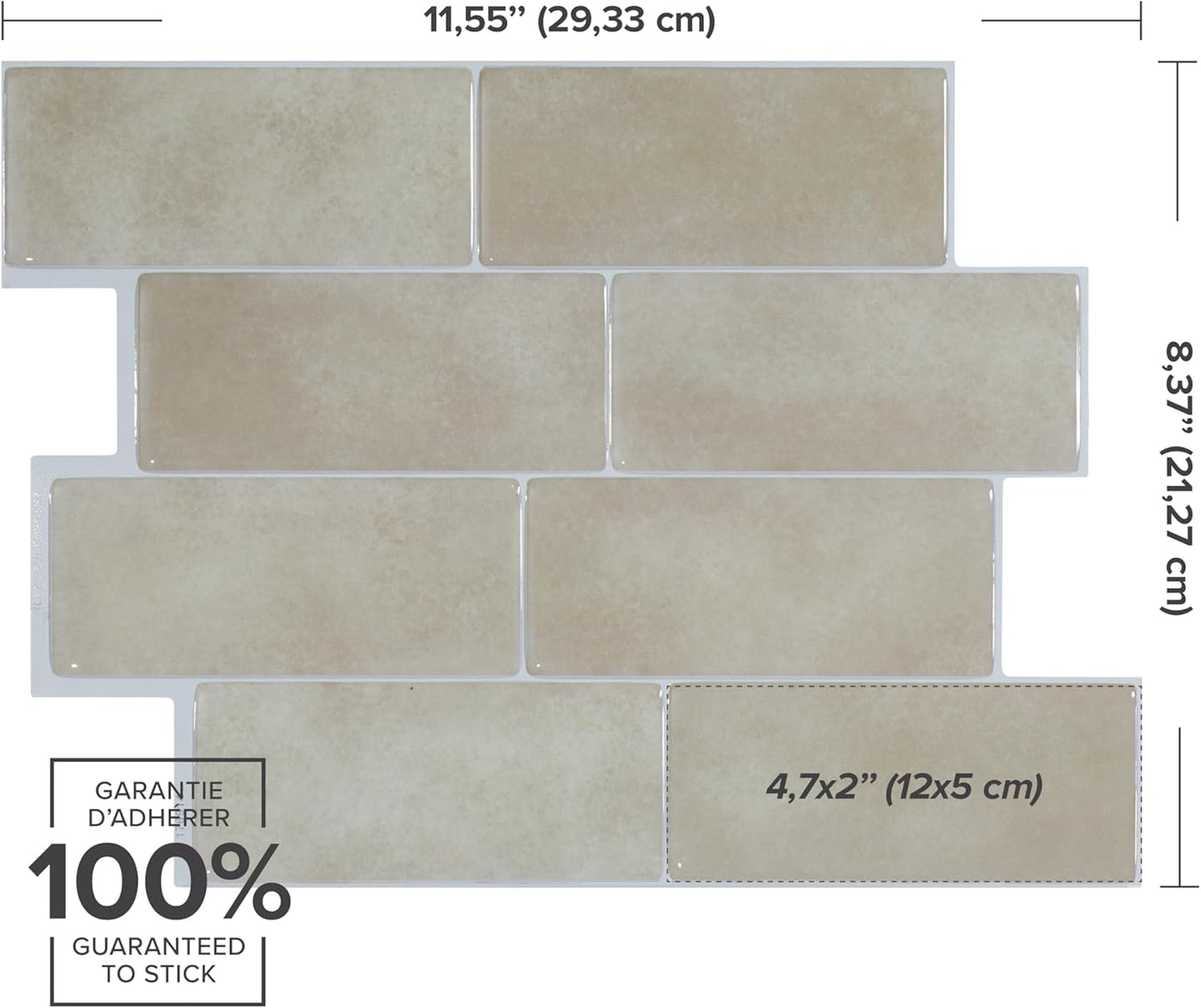 Smart Tiles Peel and Stick backsplash, Subway Teal Green, 11.55"x8.38" | Pack of 5 (2.8 sq ft), Glossy, Heat/Moisture Resistant, Low VOC, Kitchen/Bathroom, Renter Friendly, Made in Canada