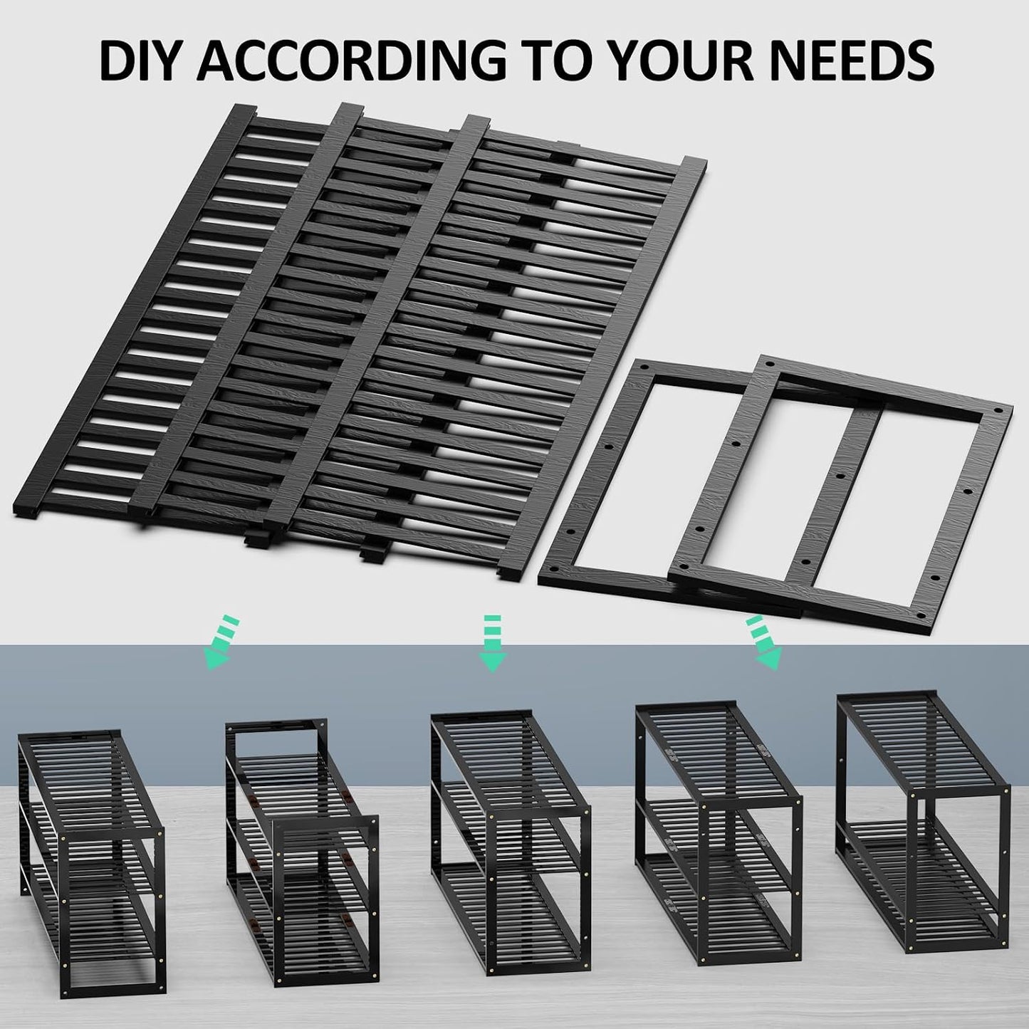 Jripae 5 Tier 32.5*10.5*30.3in Bamboo Shoe Rack for Closet Entryway Bedroom | Stackable Shoe Shelf Holder for Men/Women Hallway/Garage, Bookshelf, Flower Rack, Home Space Saving