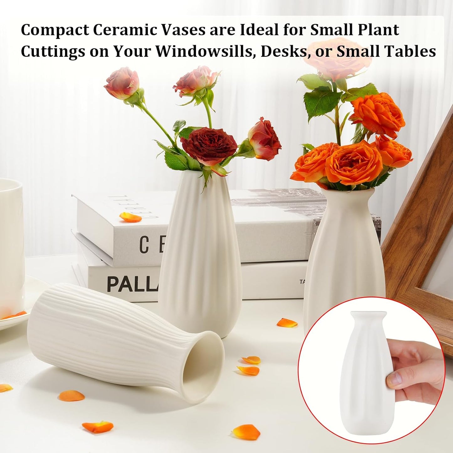 Ceramic Bud Vases, Set of 12 White Vases for Centerpieces Small Vase for Flowers Mini Ceramic Vases for Pampas Grass VAse Bulk for Wedding Table Centerpieces Decoration Boho Home Decor DIY Gift