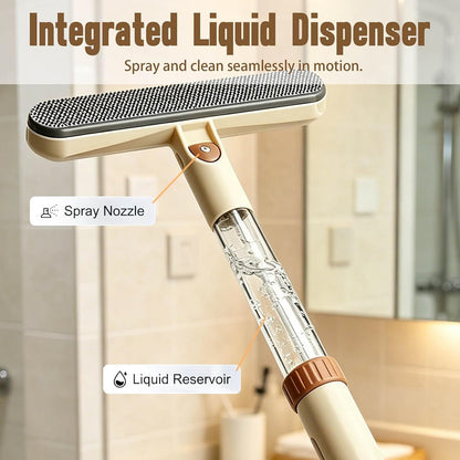 3-in-1 Telescopic Window Screen Cleaning Brush - Double-Sided Screen Cleaner Tool with Built-in Crevice Brush, Extendable Squeegee for Home Office Car Screens Window (1, Grey)